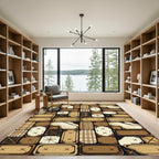 Rustic Plaid Brown Abstract Patchwork Rug
