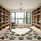 Heart Shaped Paw Print Neutral Rug