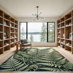 Lush Green Fiddlehead Fern Botanical Rug