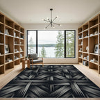 Monochrome Interwoven Diamond Geometric Rug