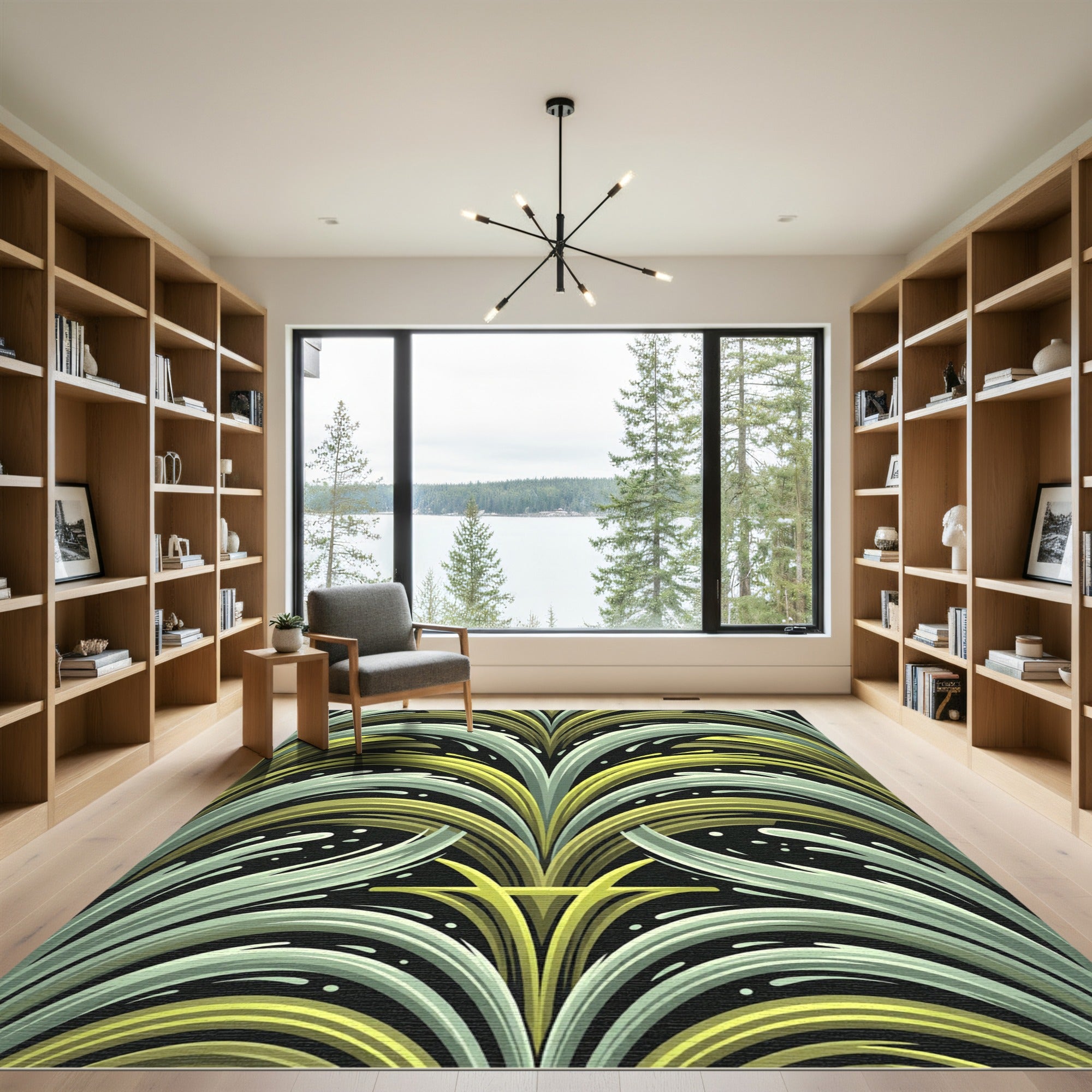 Emerald And Grey Dynamic Stream Rug