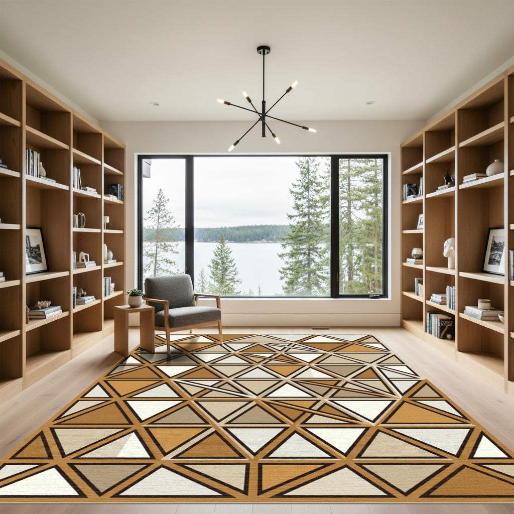 Modern Geometric Earthy Tone Mosaic Rug