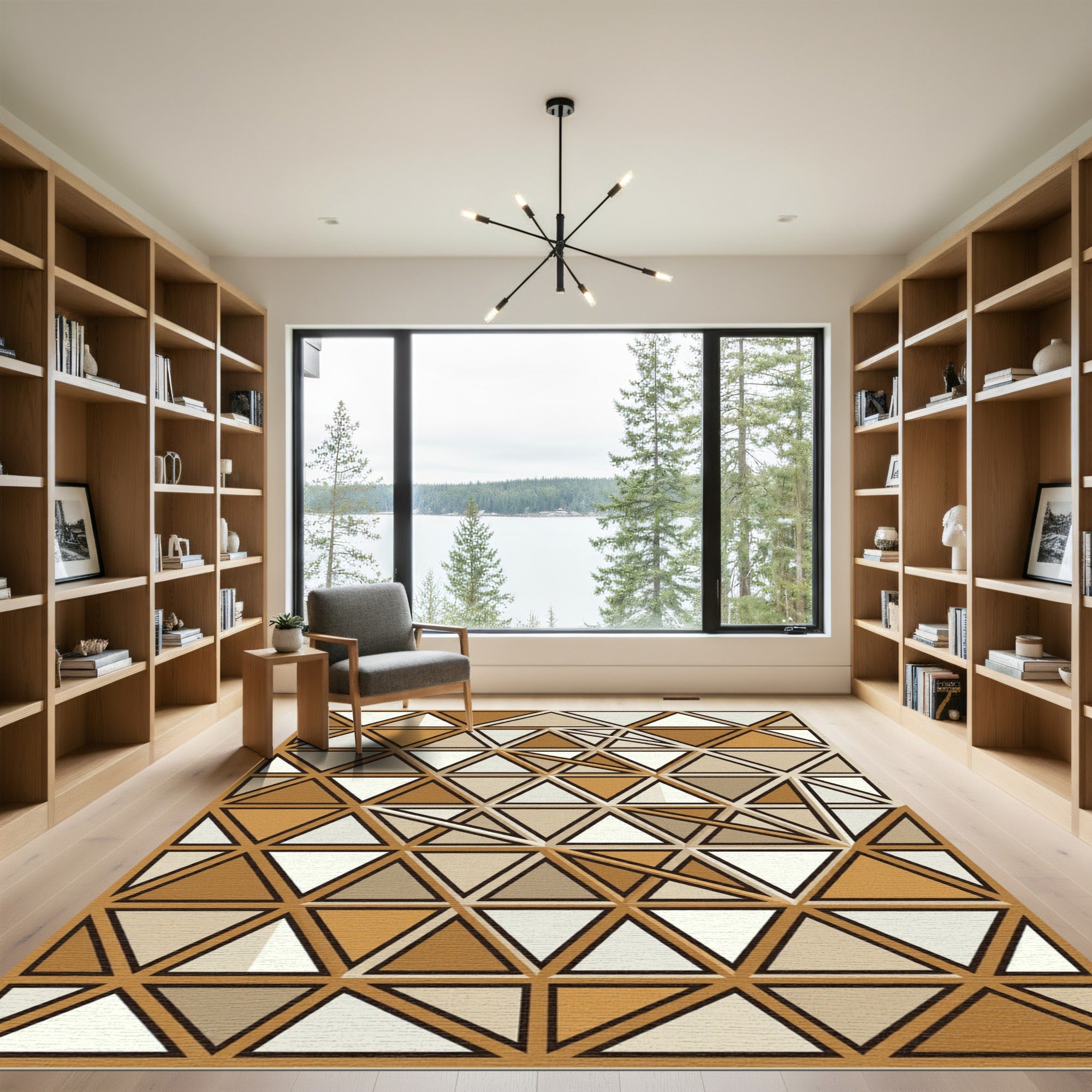 Modern Geometric Earthy Tone Mosaic Rug