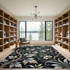 Vintage White Floral Swirls Rug