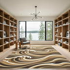 Brown Earthy Tone Ocean Waves Rug