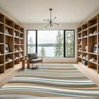 Contemporary Wavy Earth Tone Striped Rug
