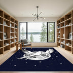 White Bird Moon Night Sky Rug