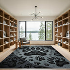 Monochromatic Paw Print Wildlife Collage Rug