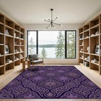 Ornate Deep Purple Floral Damask Rug