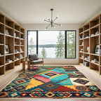 Vibrant Geometric Southwestern Multicolored Diamond Art Rug