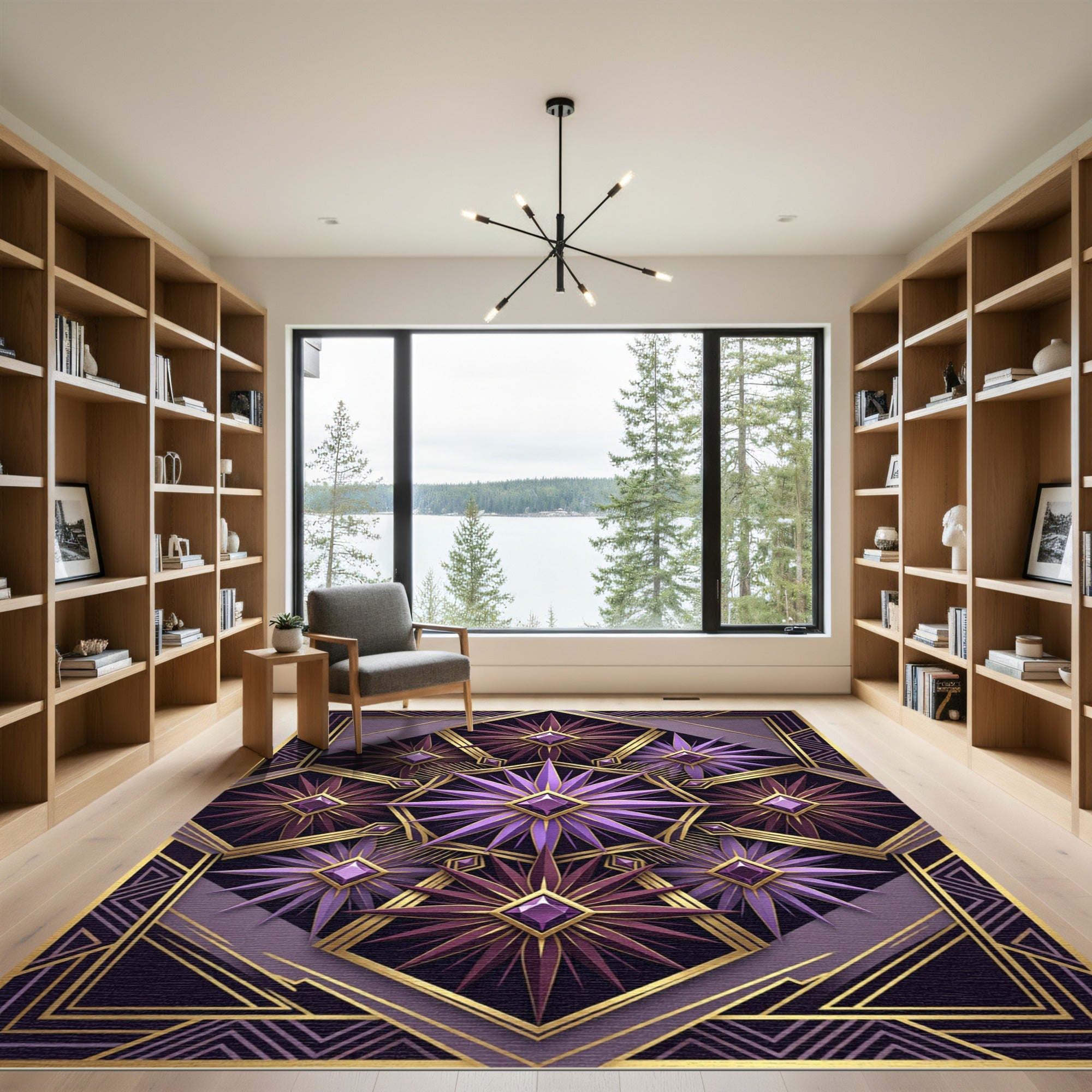 Art Deco Purple Amethyst Geometric Star Rug
