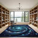 Cosmic Blue Swirl Interstellar Galaxy Rug