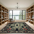 Botanical Pomegranate Paisley Sage Green Area Rug