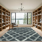 Gray Interlocking Lattice Structure Rug