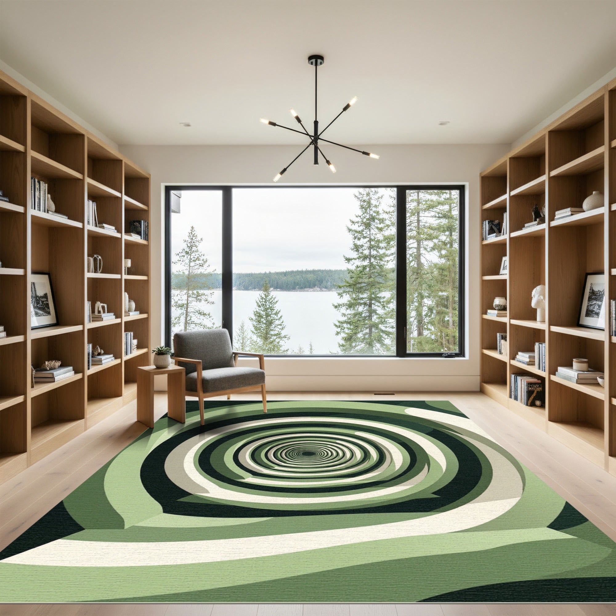 Green Gradient Tunnel Swirl Rug