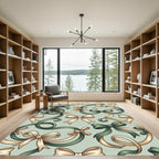 Elegant Sage and Cream Ribbon Garland Rug