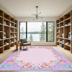 Whimsical Pink Gold Fish Star Flora Rug