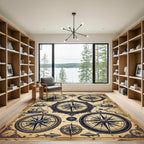 Vintage Nautical Compass Maritime Map Rug
