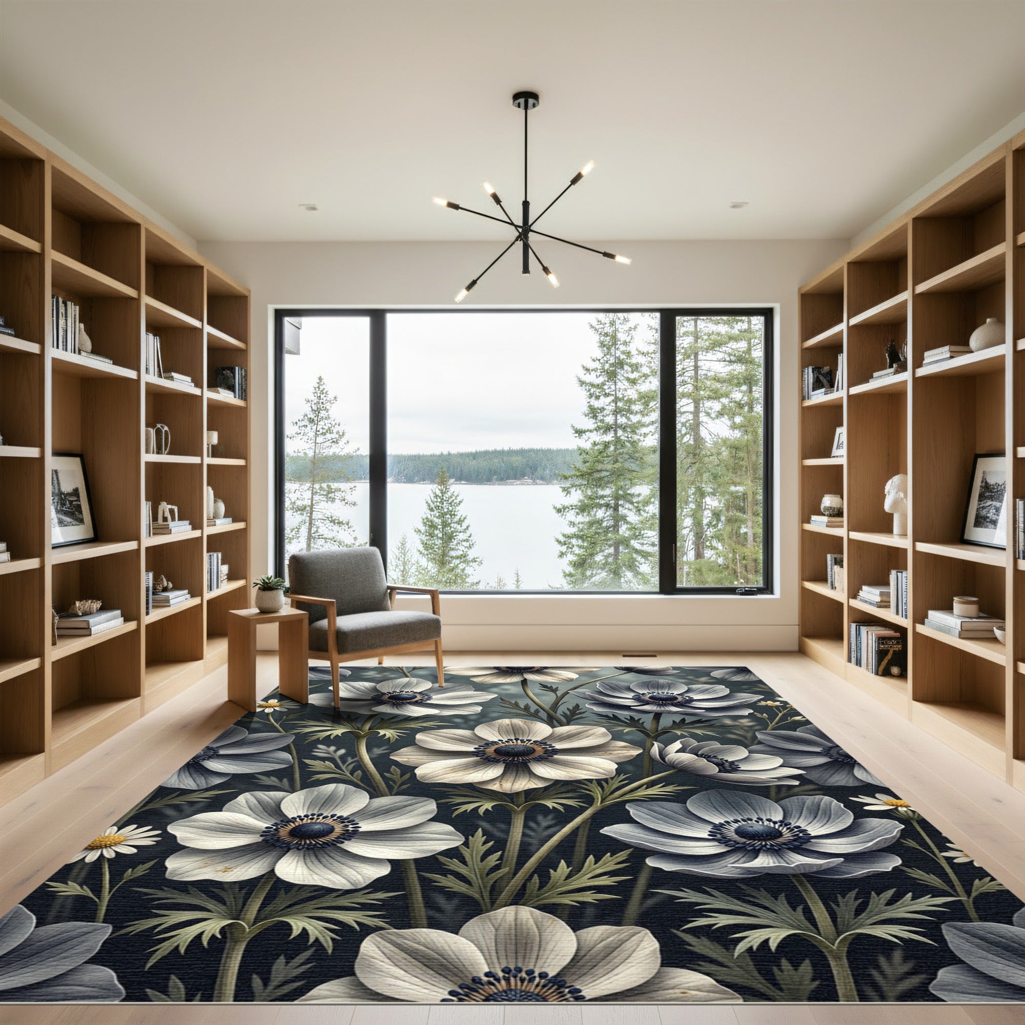 White Anemone Floral Meadow Rug