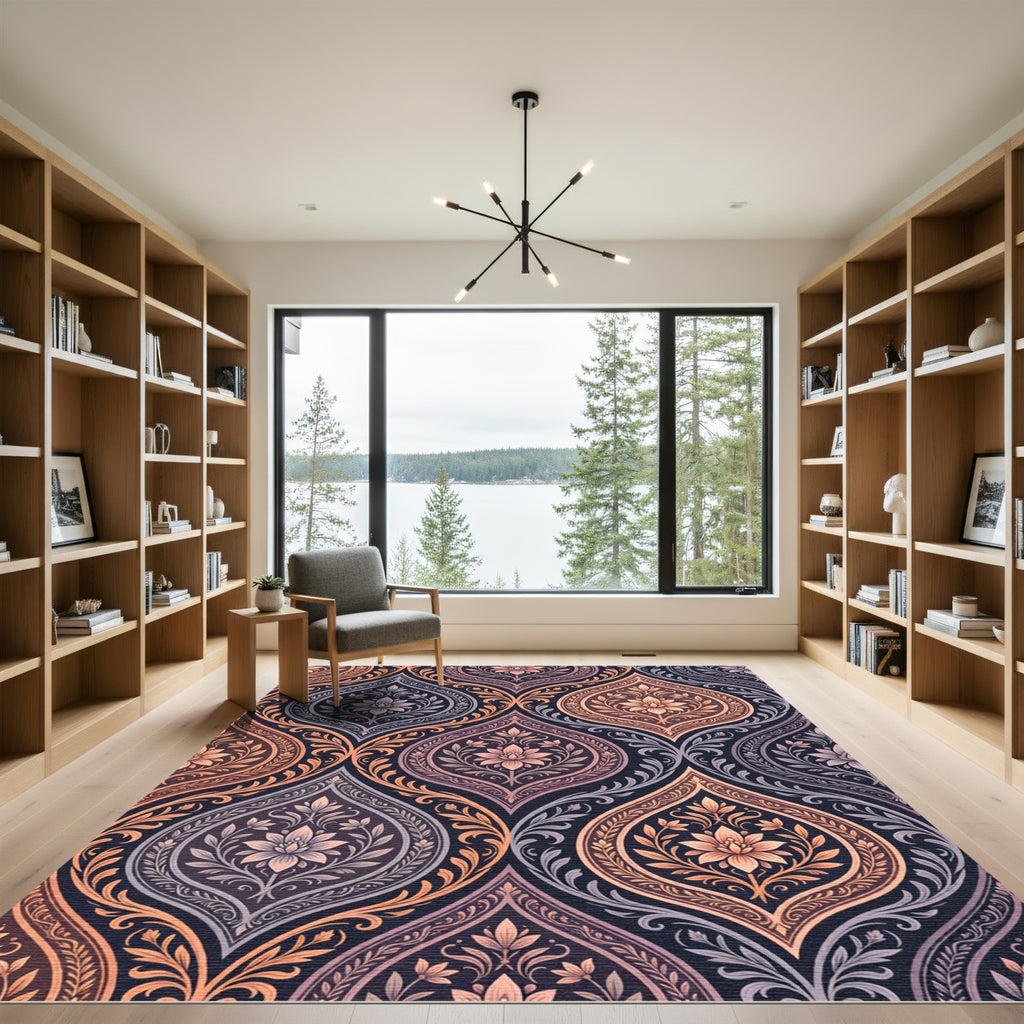 Damask Floral Ogee Vine Rug
