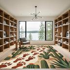 Earthy Desert Bear Tracks Cactus Rug