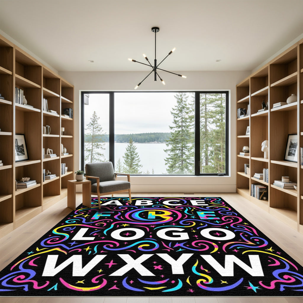 Vibrant Neon Swirl Alphabet Rug