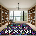 Vibrant Neon Swirl Alphabet Rug