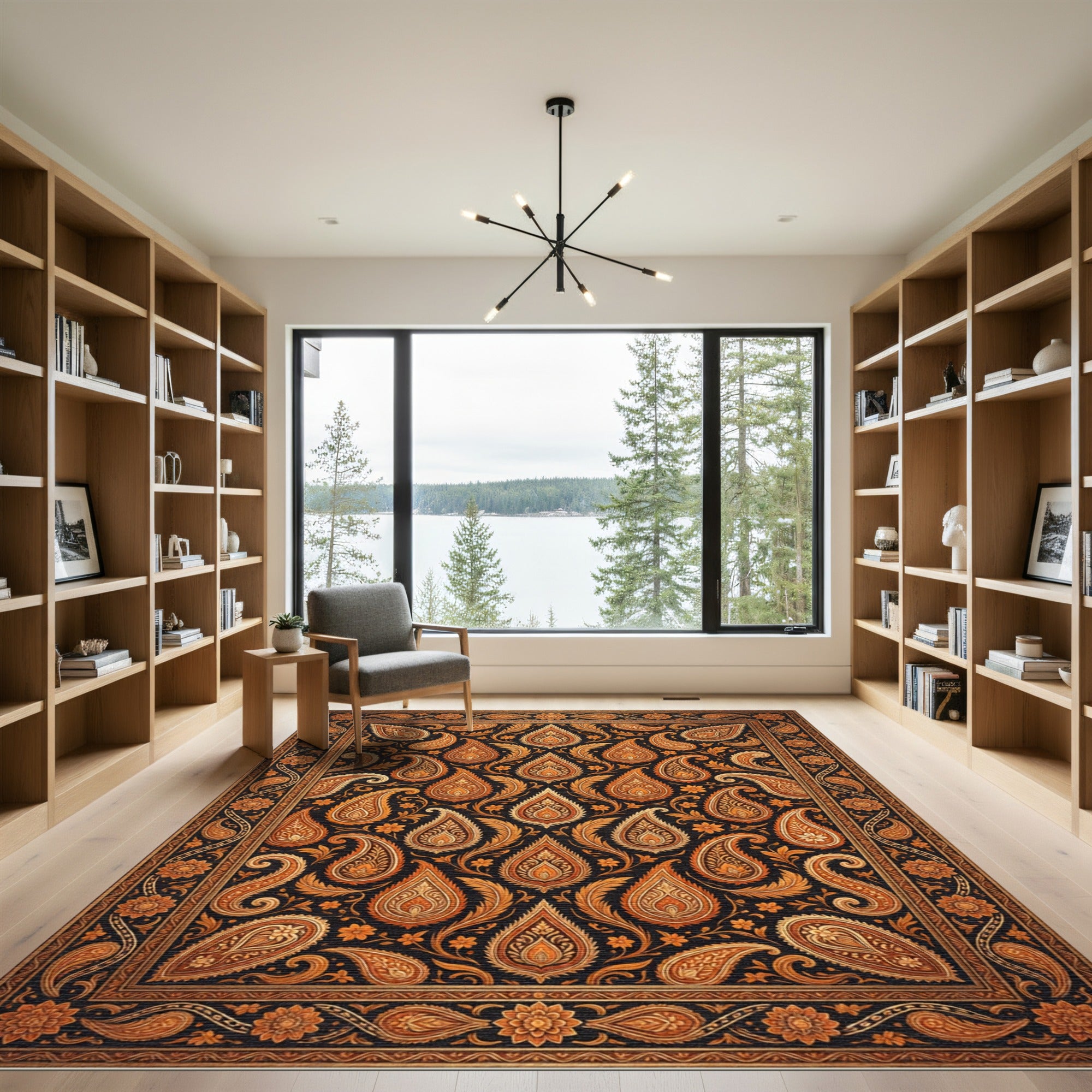 Amber Paisley Ornate Floral Scroll Rug