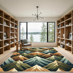 Brown Green Mountain Range Texture Rug