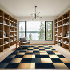 Earthy Sepia Landscape Checkerboard Grid Rug