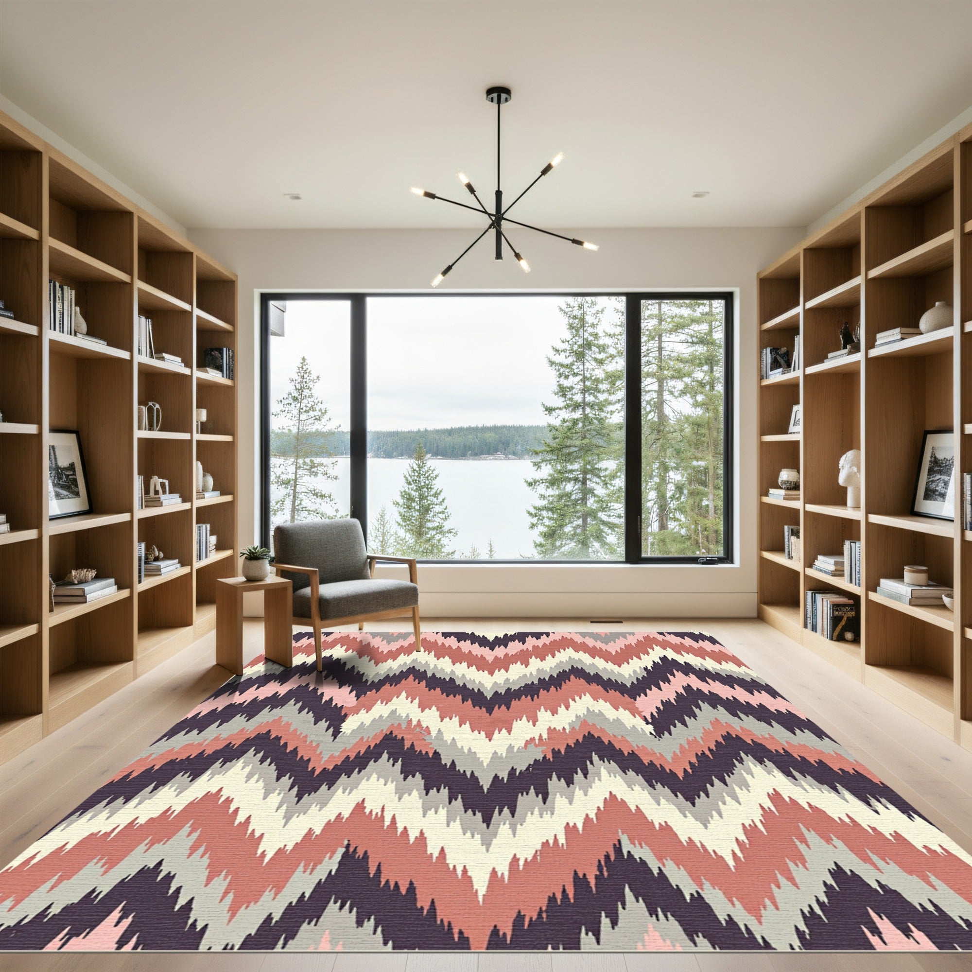 Muted Earth Tone Jagged Chevron Rug