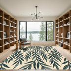 Elegant Willow Leaf Sage Botanical Rug