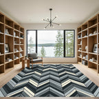 Monochromatic Herringbone Chevron Zigzag Area Rug