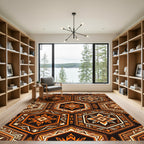 Amber Geometric Hexagon Earthy Tile Rug