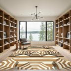 Earthy Tan Striped Beach Umbrella Rug