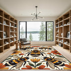 Golden Bumblebee Floral Earthy Botanical Rug