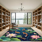 Koi Pond Lotus Zen Water Art Rug