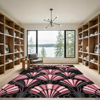 Art Deco Pink Black Shell Fan Rug