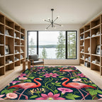Tropical Pink Flamingo Clematis Garden Rug