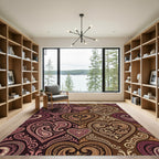 Rich Chocolate Crimson Heart Paisley Rug