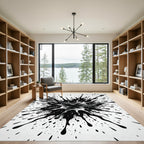 Dynamic Black White Splatter Explosion Rug