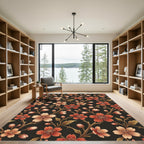 Red Coral Cherry Blossom Branches Rug