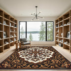 Ornate Amber Floral Arabesque Rug