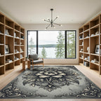 Antique Gray Crown Medallion Floral Rug