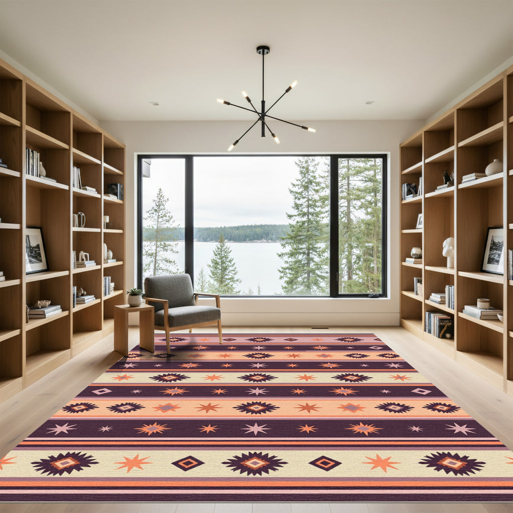 Tribal Sunburst Diamond Stripe Rug