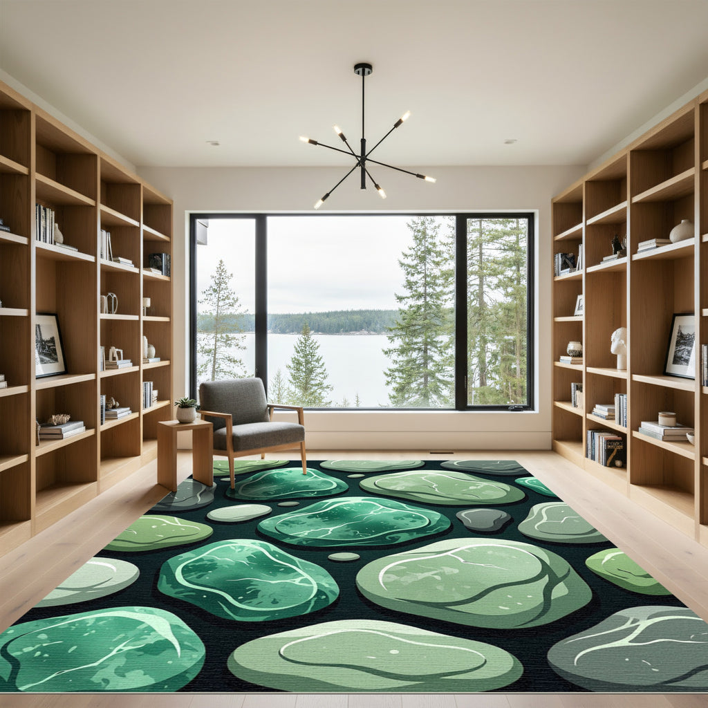 Emerald Jade Pebble Scattered Arrangement Rug