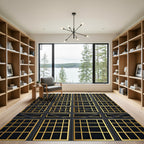 Ornate Gold Grid Window Arrangement Rug