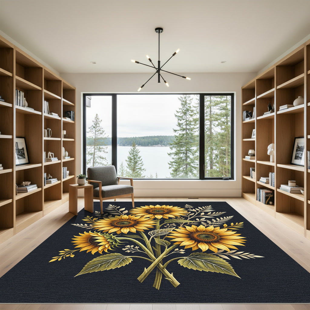 Radiant Golden Sunflower Bouquet Rug