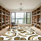 Retro Brown Curved Objects Rug