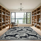 Playful Black Labrador Charcoal Sketch Rug